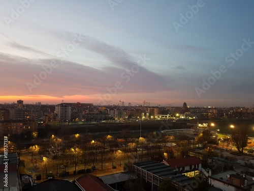 Milano city view after sunset 