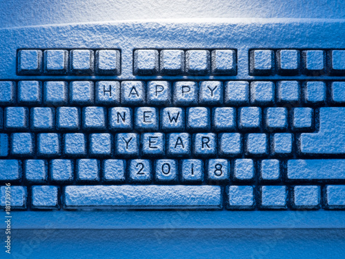 keypad with inscription happy new year 2018 photo