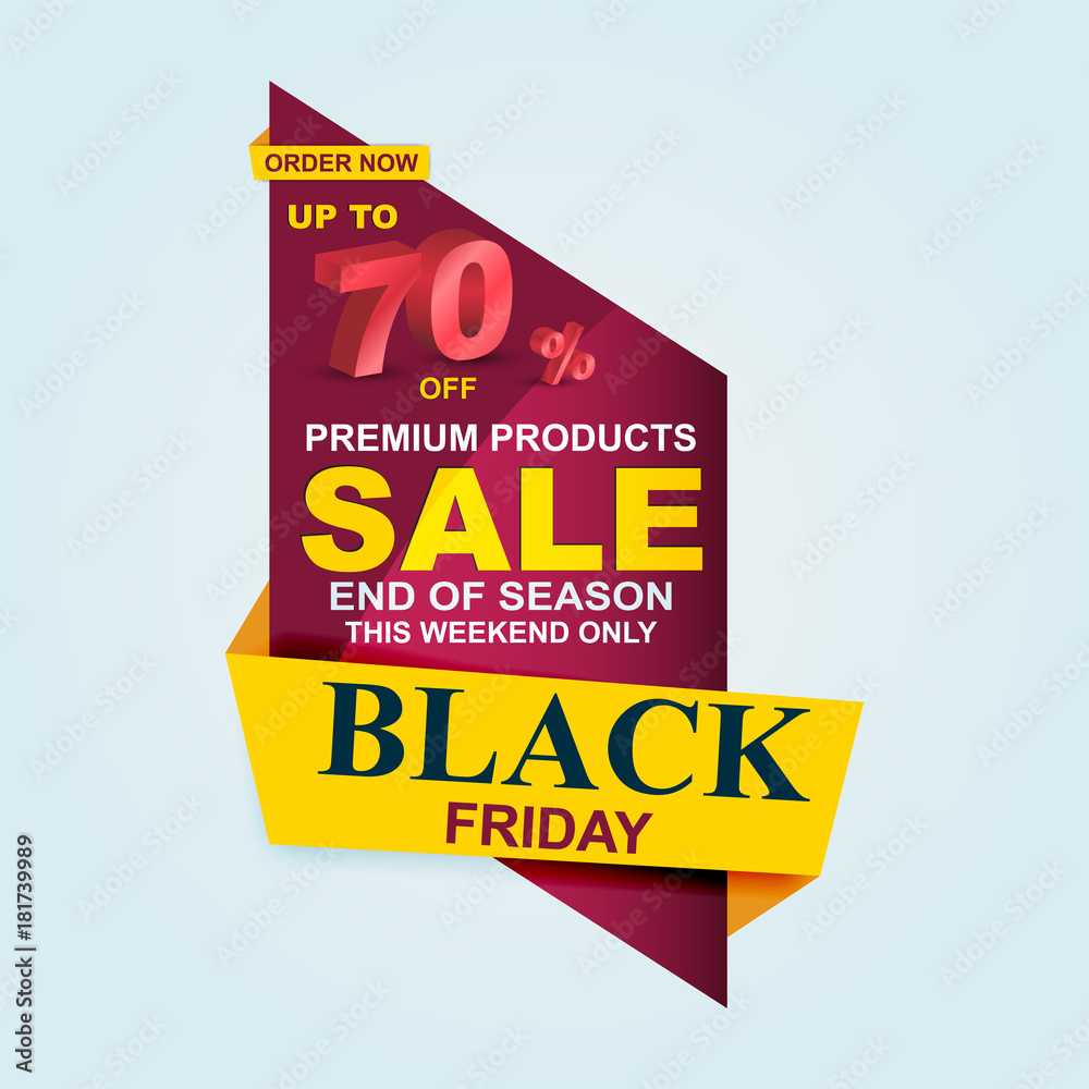 Black Friday Sale Poster Banner Big Sale Clearance Up To 70 Off Sale Banner Template Design Vector De Stock Adobe Stock