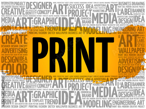 PRINT word cloud, creative business concept background