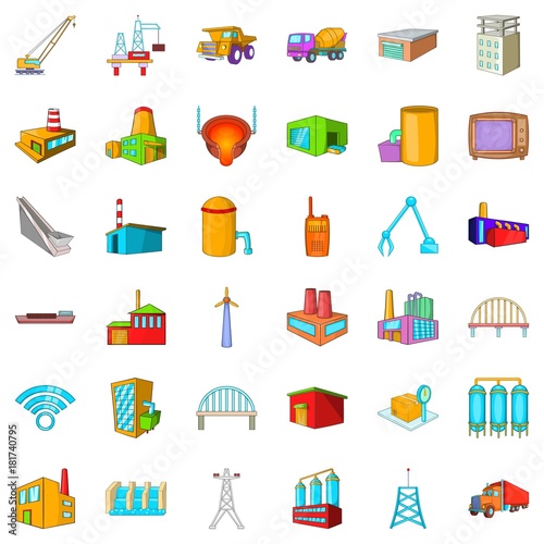House pipe icons set, cartoon style