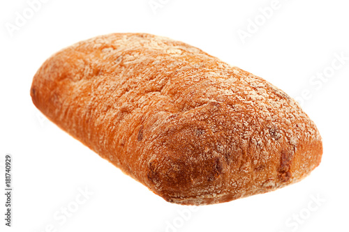 Chiabata bread bun on white