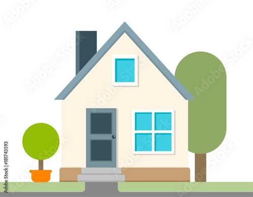 Modern and simple flat vector illustration. A icon a country house. Image for website, presentation, application, interface