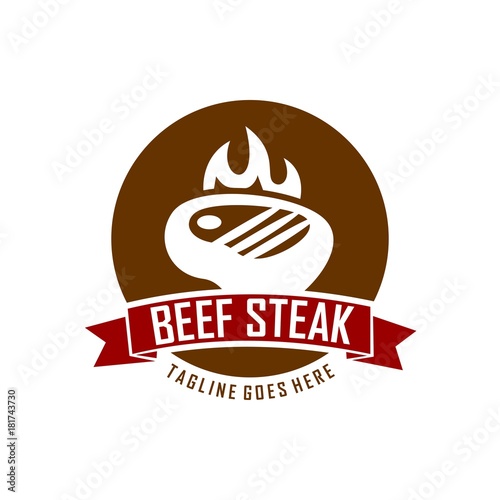 beef steak logo. unique. vector. editable