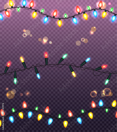 Colourful Glowing Christmas Lights Illustration