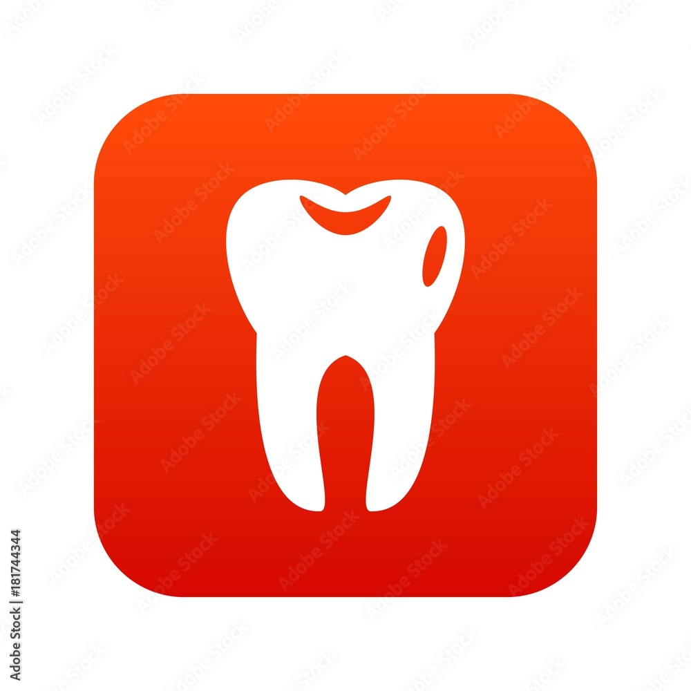 Tooth icon digital red Tooth icon digital red