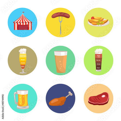 Nine Images of Octoberfest Vector Illustration