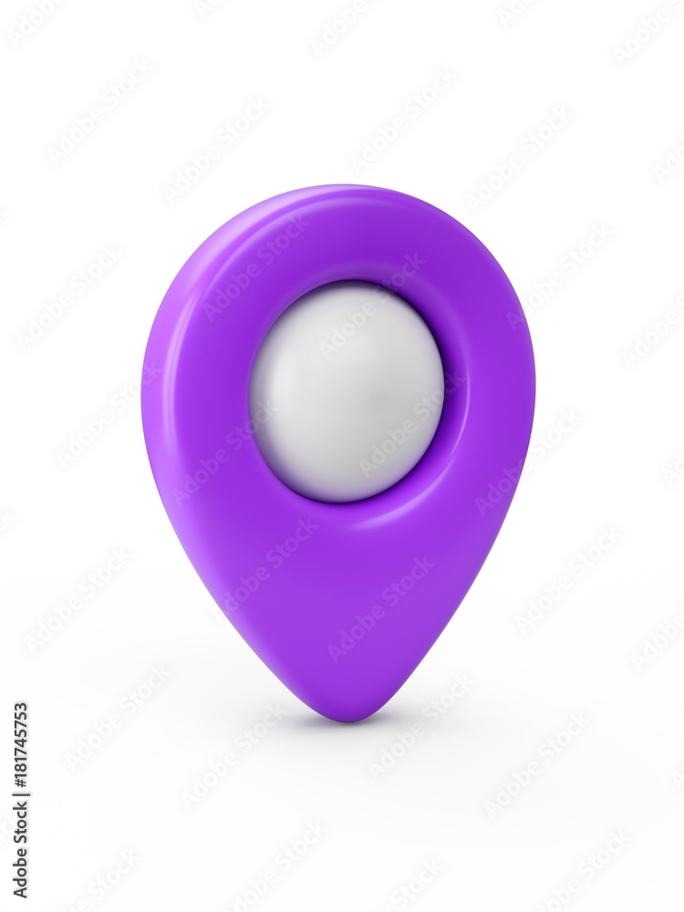 Purple map pointer isolated on white background Purple map pointer isolated on white background