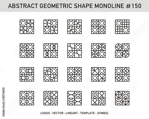 Set of geometric shapes. Trendy pattern seamless background and logotypes.