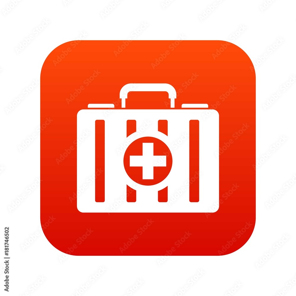 Obraz premium First aid kit icon digital red