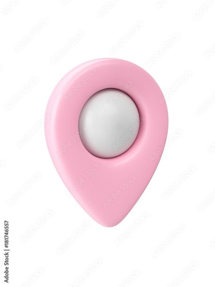 Pink map pointer isolated on white background Pink map pointer isolated on white background
