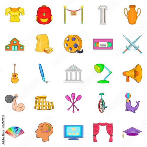 Art skill icons set, cartoon style