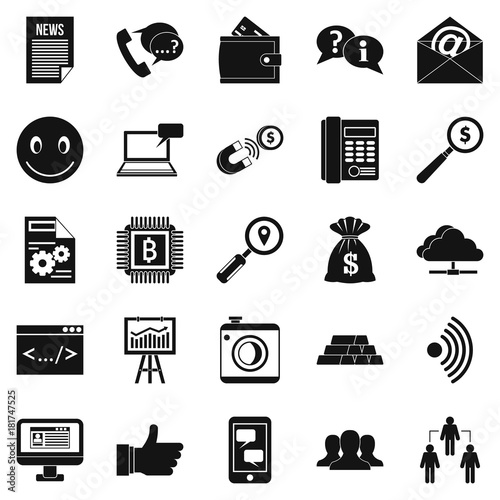 Public relation icons set, simple style