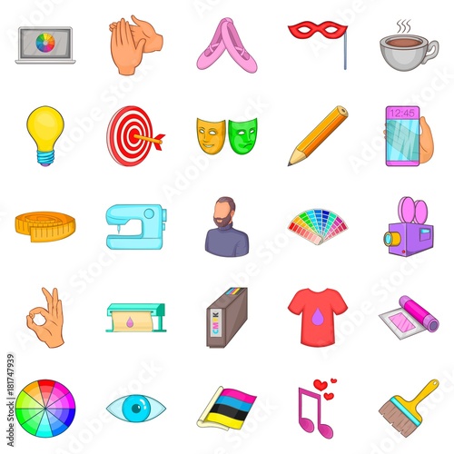 Artwork icons set, cartoon style
