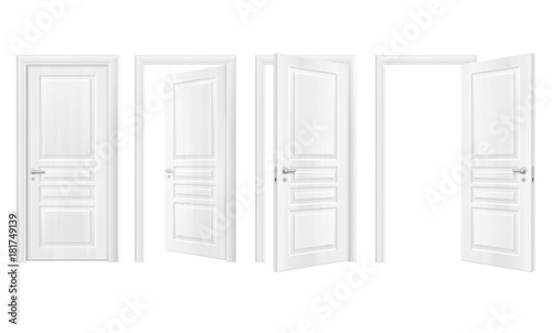 Wooden Doors Realistic Icon Set