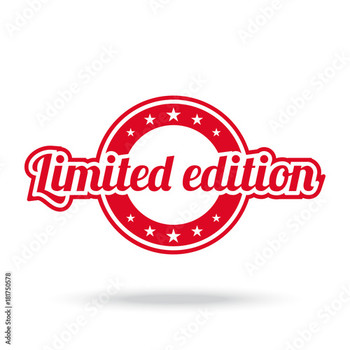 Limited edition label. Red color, isolated on white. Vector illustration.
