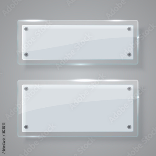 Glass banner, realistic vector illustration