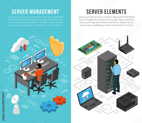 Datacenter Isometric Vertical Banners