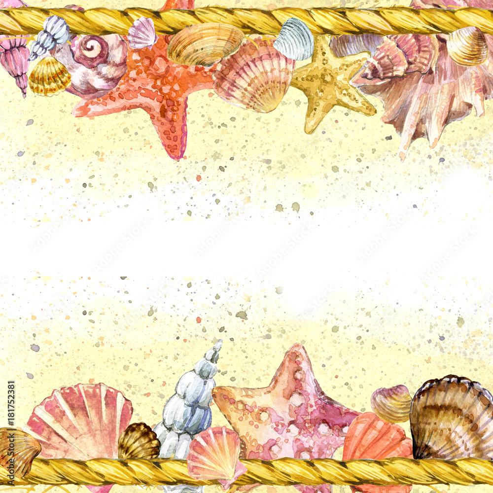 Obraz premium hand-drawn watercolor illustration of tropical underwater world