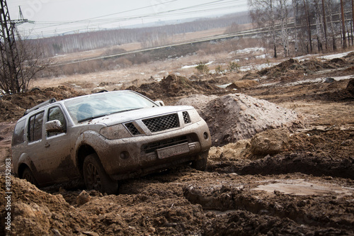 Offroad car in dirt