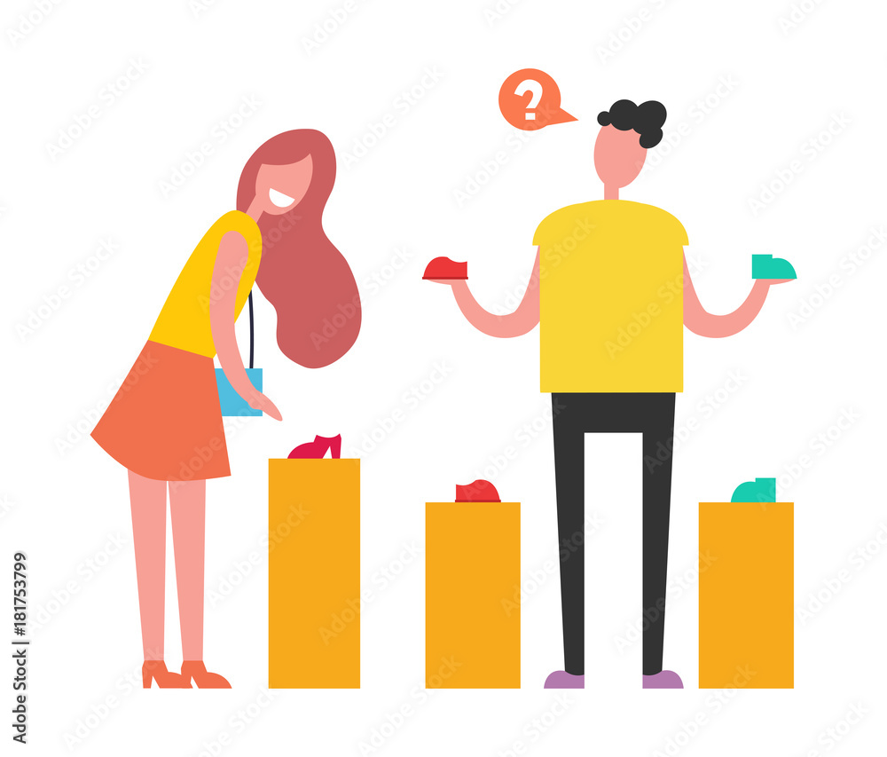 Shopping People Choosing on Vector Illustration Shopping People Choosing on Vector Illustration