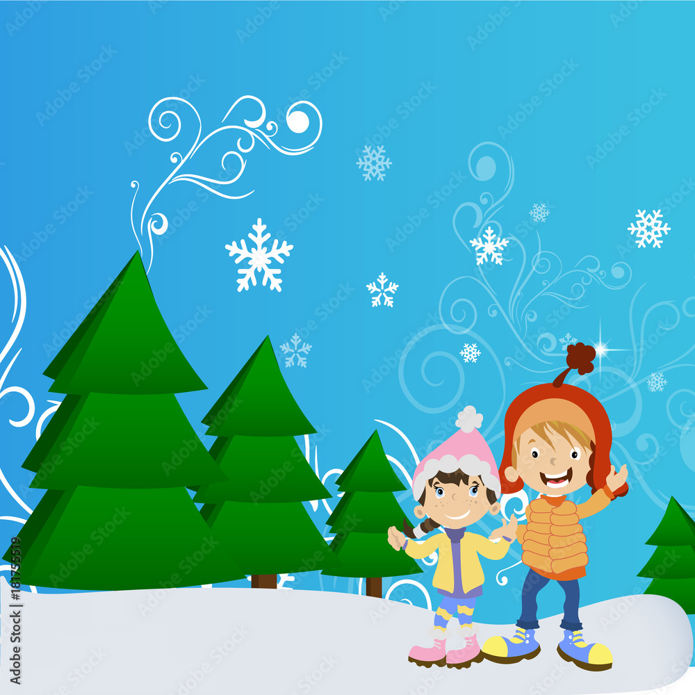 Happy Winter cute Kids