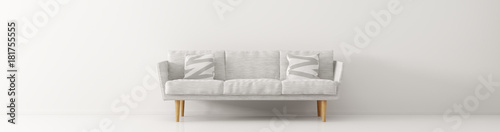 Fototapeta Naklejka Na Ścianę i Meble -  Modern interior with white sofa panorama 3d render