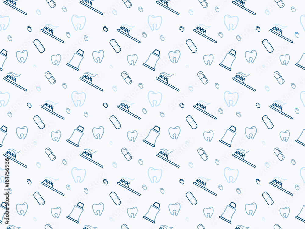Dental seamless pattern.Seamless vector pattern in a dental linear style Dental seamless pattern.Seamless vector pattern in a dental linear style