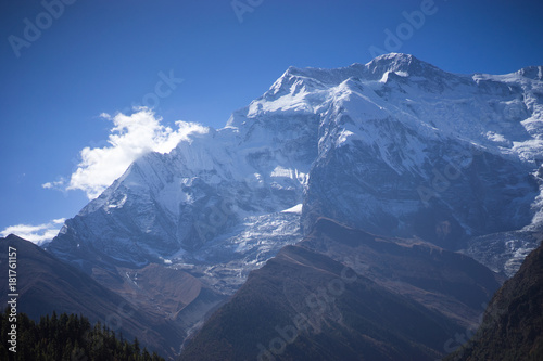 Annapurna Peak and pass in the Himalaya mountains, Annapurna region, Nepal