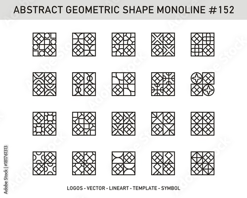 Set of geometric shapes. Trendy pattern seamless background and logotypes.