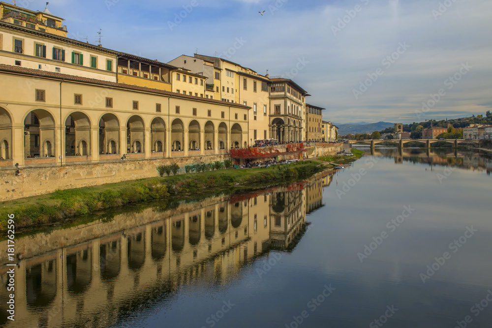 water reflections in river Arno, Florence, Italy