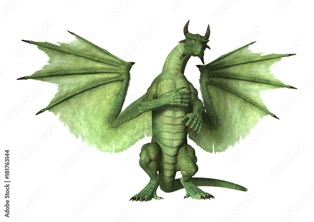 Fototapeta premium 3D Rendering Fantasy Dragon on White