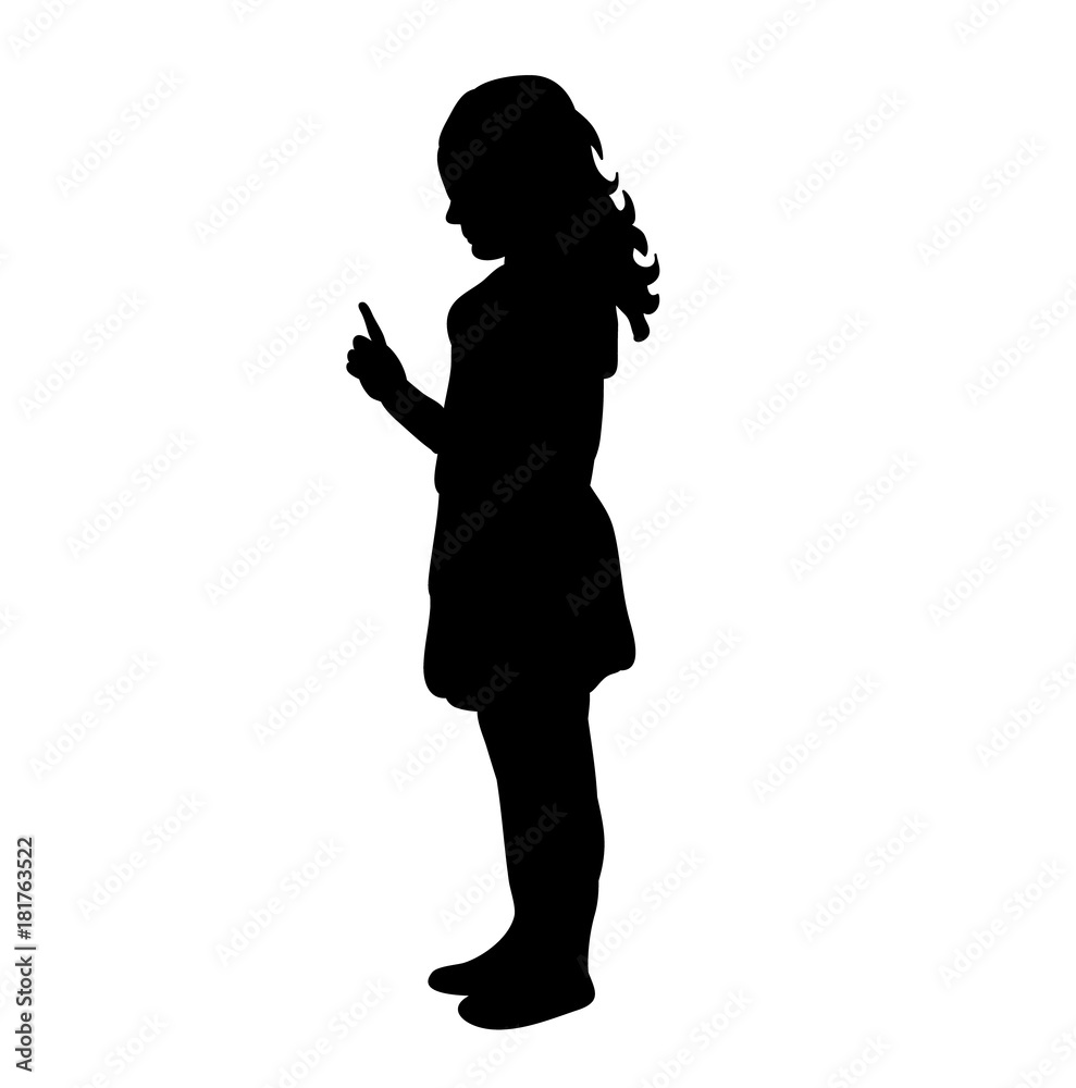 silhouette little girl shows, isolated silhouette little girl shows, isolated