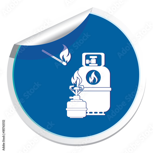 Camping stove with gas bottle icon vector