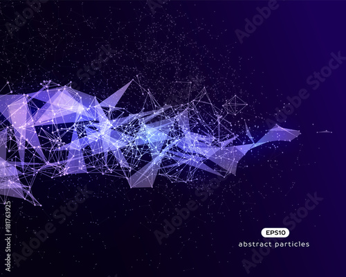 Abstract vector background with violet cybernetic particles.