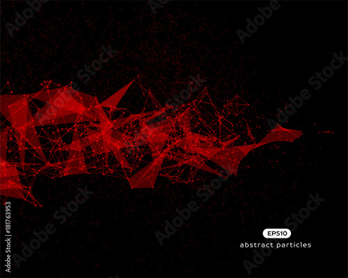 Abstract vector background with red cybernetic particles.