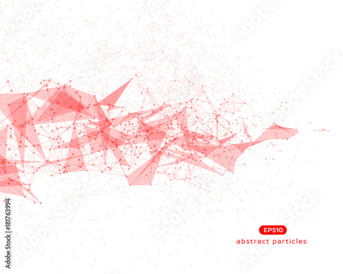 Abstract vector background with red cybernetic particles.
