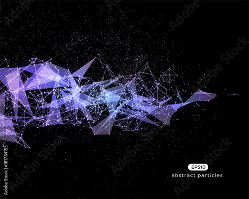 Abstract vector background with violet cybernetic particles.