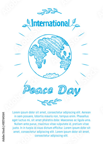 Peace Day International Holiday Poster with Earth