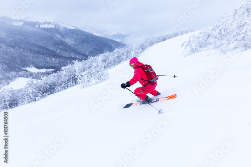 good skiing in the snowy mountains.