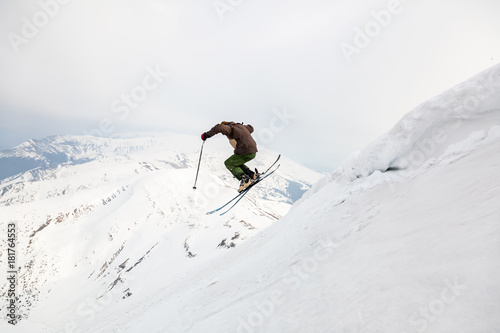 good skiing in the snowy mountains.
