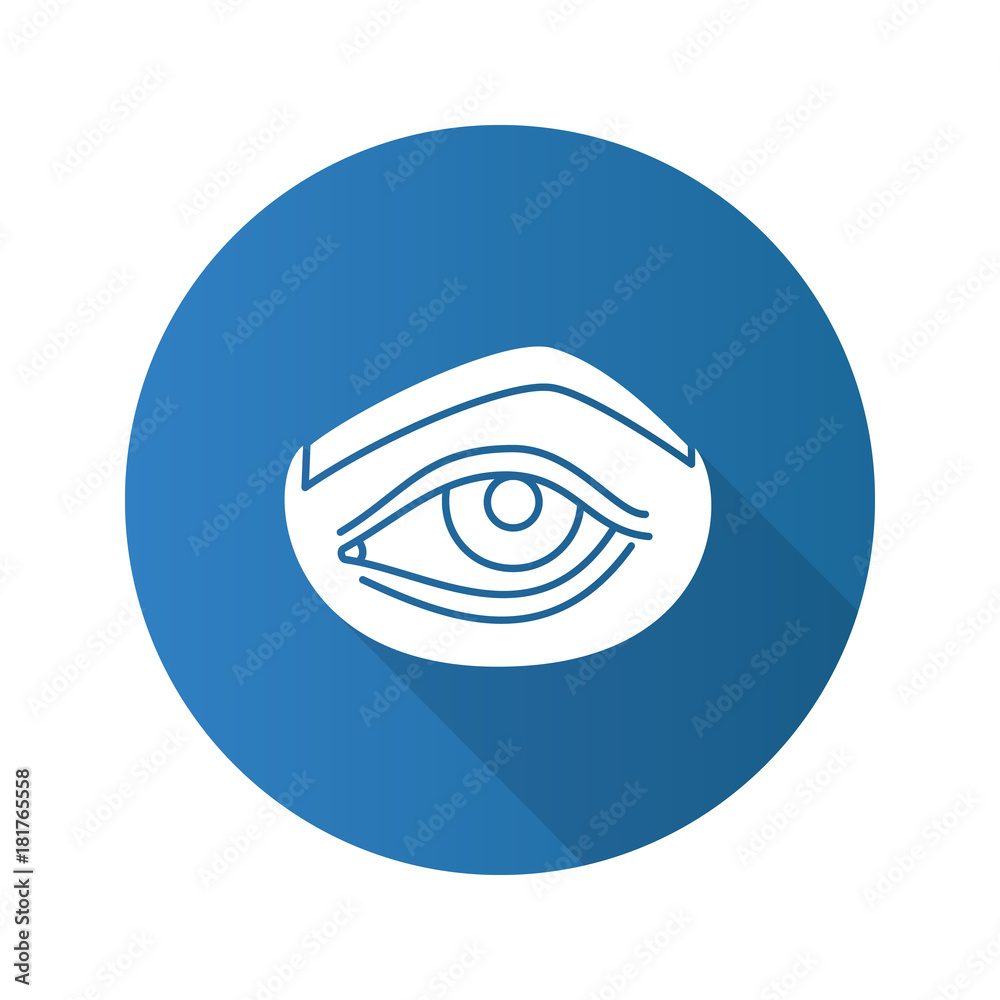 Woman's eye flat design long shadow glyph icon