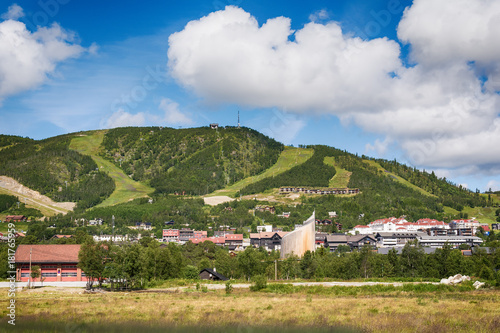 Geilo, Norway - July 20, 2016: Geilo is a centre in the municipality of Hol in Norway, in the valley of Hallingdal, with around 2,300 inhabitants.  photo