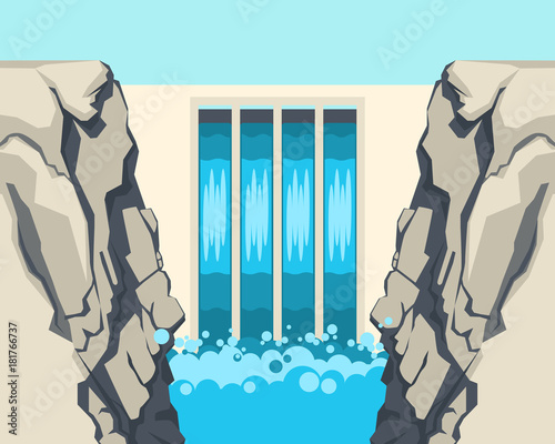 Dam barrier stops or restricts flow of water underground streams