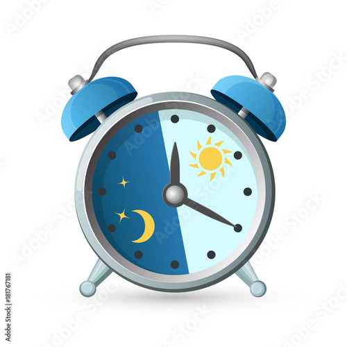 Old clock with day and night parts on vector illustration