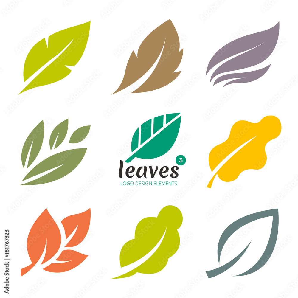 Leaves logo. Nature vector design element for leaf icons. Eco symbol for beauty care organic and nature product. 