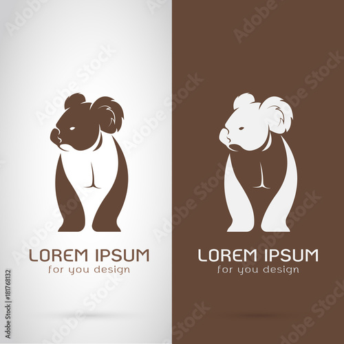 Vector of bear koala design on white background and brown background, Logo, Symbol, label, Animals