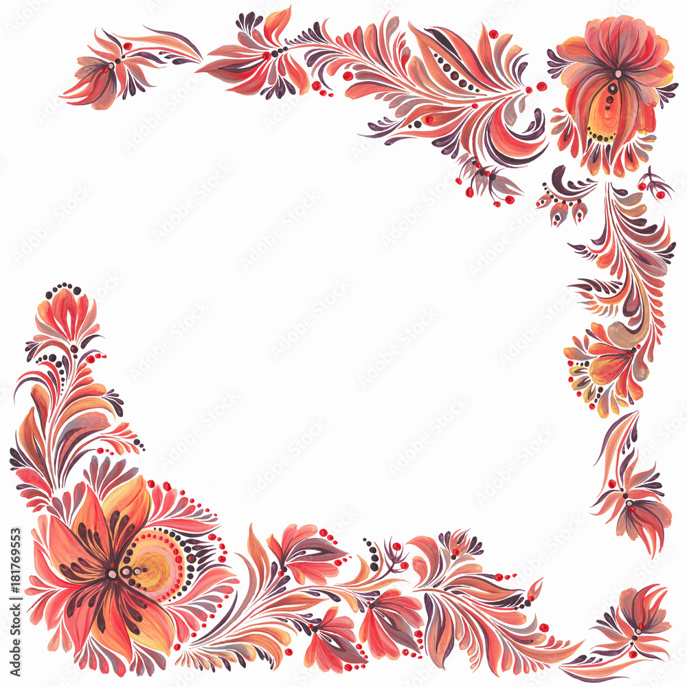 Fototapeta premium frame with ornament in folk style