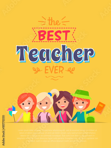 Best Teacher Ever Vector Illustration Yellow.