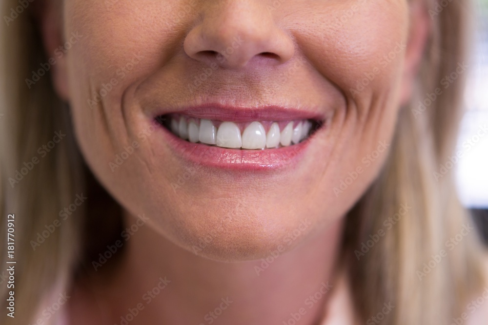 Close up of woman smiling Close up of woman smiling